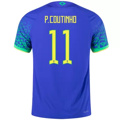 Brazil Jersey P.Coutinho #11 Custom Away Soccer Jersey 2022 - soccerdiveshop