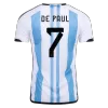 DE PAUL #7 Argentina Soccer Jersey Champions 3 Stars Home Custom World Cup Jersey 2022 - soccerdiveshop