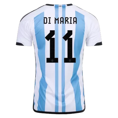 DI MARIA #11 Argentina Soccer Jersey Champions 3 Stars Home Custom World Cup Jersey 2022 - soccerdiveshop