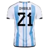 DYBALA #21 Argentina Soccer Jersey Champions 3 Stars Home Custom World Cup Jersey 2022 - soccerdiveshop