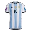 SignMESSI #10 Argentina Soccer Jersey Three Stars Jersey Champion Edition Home Custom World Cup Jersey 2022 - soccerdiveshop