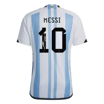 SignMESSI #10 Argentina Soccer Jersey Three Stars Jersey Champion Edition Home Custom World Cup Jersey 2022 - soccerdiveshop