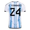 E. FERNANDEZ #24 Argentina Soccer Jersey Three Stars Jersey Champion Edition Home Custom World Cup Jersey 2022 - soccerdiveshop