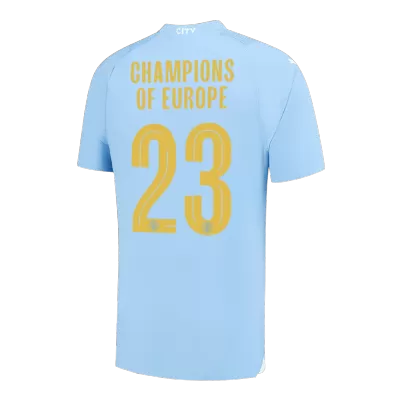 Manchester City Jersey CHAMPIONS OF EUROPE #23 Custom Home Soccer Jersey 2023/24 - soccerdiveshop