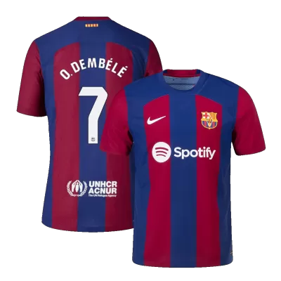 Barcelona Jersey O.DEMBÉLÉ #7 Custom Home Soccer Jersey 2023/24 - soccerdiveshop