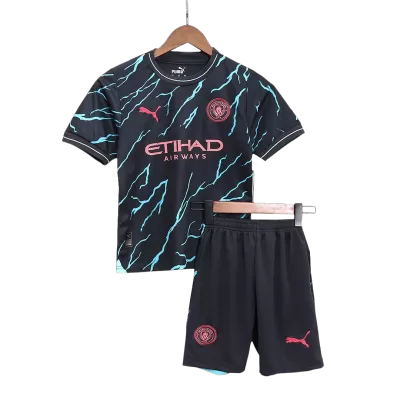 Kid's Manchester City Jersey Custom Third Away Soccer Soccer Kits 2023/24 - soccerdiveshop