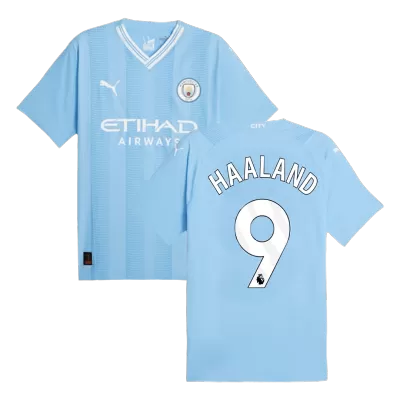 Authentic Manchester City Soccer Jersey HAALAND #9 Home Shirt 2023/24 - soccerdiveshop