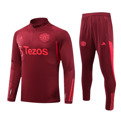 Men's Manchester United 2 Piece Set Soccer Tracksuit 2023/24 Red - soccerdiveshop