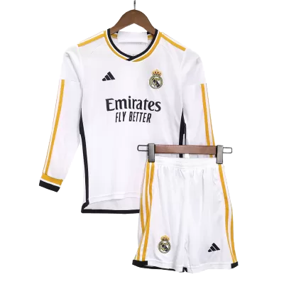 Kid's Real Madrid Custom Home Soccer Kits Long Sleeve 2023/24 - soccerdiveshop