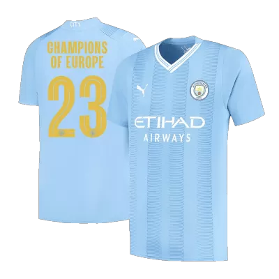 Manchester City Jersey CHAMPIONS OF EUROPE #23  Custom Home Soccer Jersey 2023/24 - soccerdiveshop