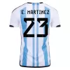 E. MARTINEZ #23 Argentina Soccer Jersey Three Stars Jersey Champion Edition Home Custom World Cup Jersey 2022 - soccerdiveshop