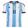 DI MARIA #11 Argentina Soccer Jersey Champions 3 Stars Home Custom World Cup Jersey 2022 - soccerdiveshop