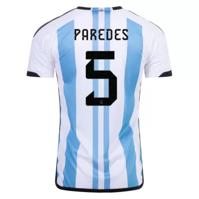 PAREDES #5 Argentina Soccer Jersey Champions 3 Stars Home Custom World Cup Jersey 2022 - soccerdiveshop