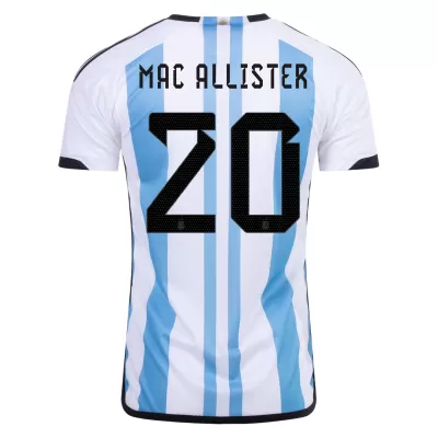 MAC ALLISTER #20 Argentina Soccer Jersey Champions 3 Stars Home Custom World Cup Jersey 2022 - soccerdiveshop