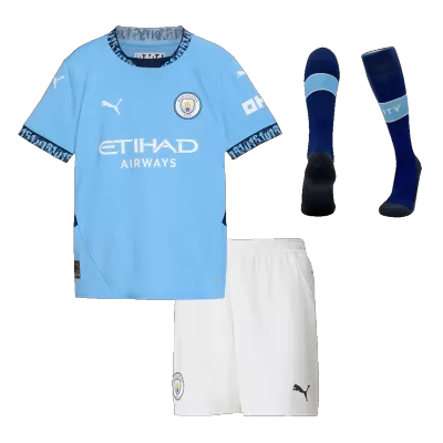 Manchester City Home Kids Soccer Jerseys Full Kit 2024/25 - soccerdiveshop